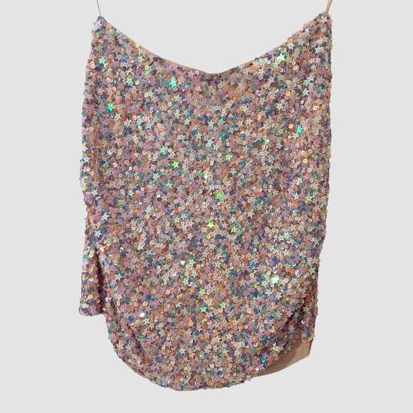 Retrofete Pink Star Sequin Mini Skirt M NWT ($375) - Picture 3 of 6